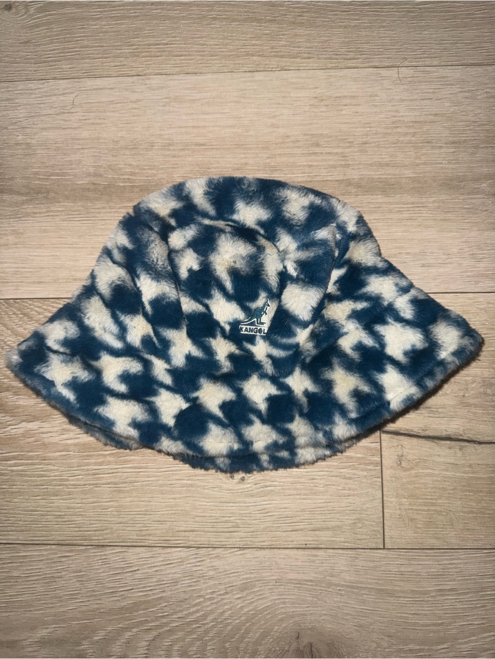 Blue & White Kangol Faux Fur Bucket Hat